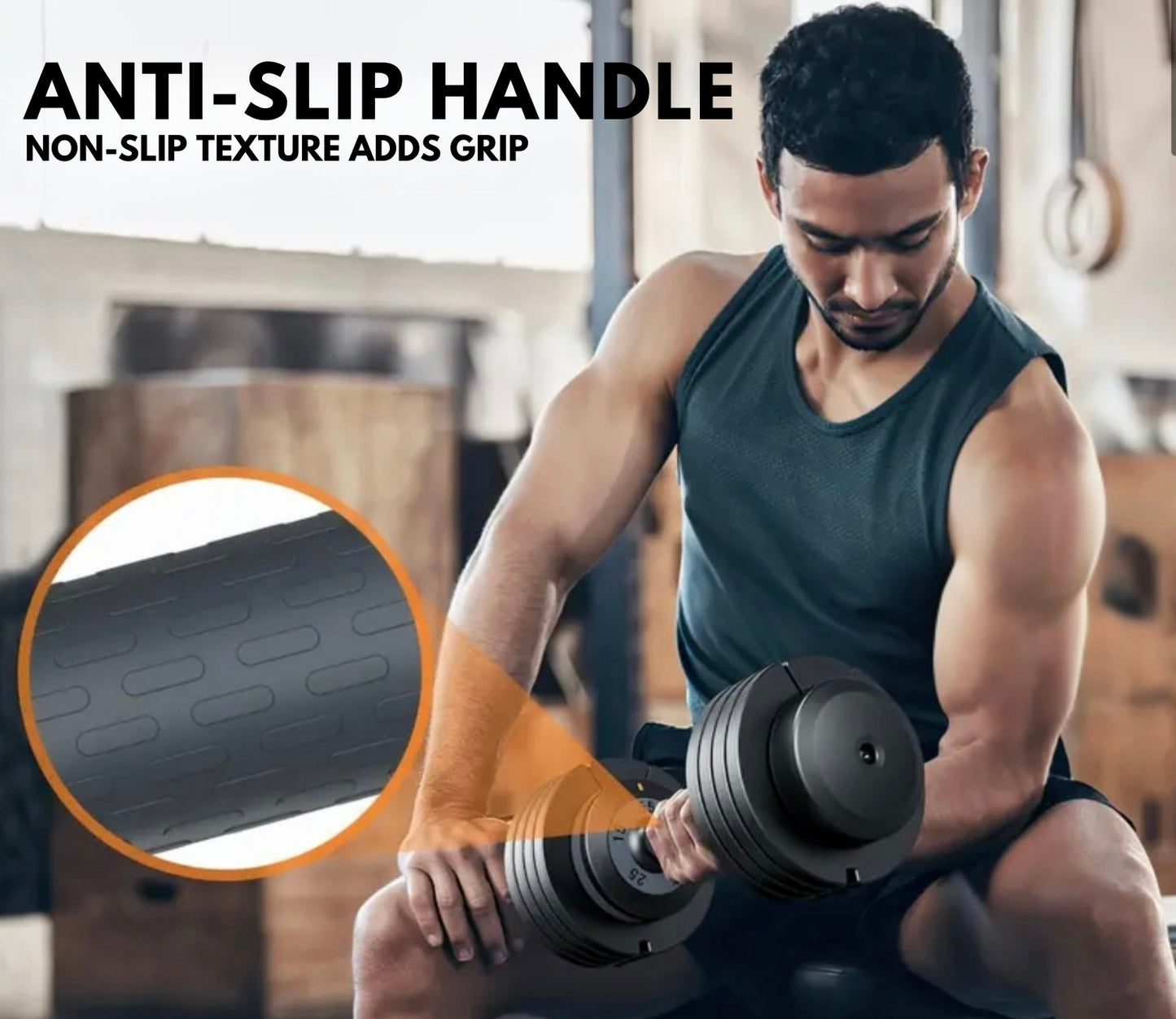 Soleste™ Adjustable Dumbbell — 15–55 lb Quick Dial Cast Iron, Space-Saving Home Gym Weight