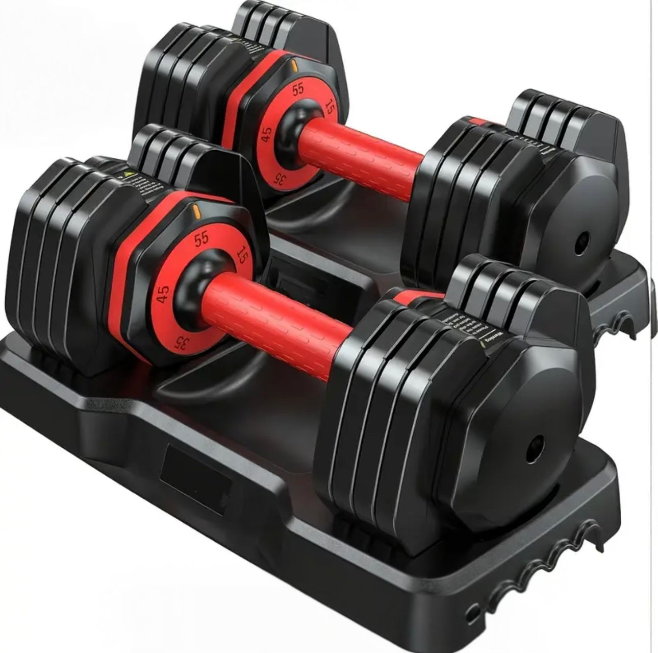 Soleste™ Adjustable Dumbbell — 15–55 lb Quick Dial Cast Iron, Space-Saving Home Gym Weight