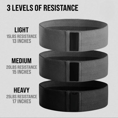 3-Pack Fabric Resistance Bands – Non-Slip, 3 Levels