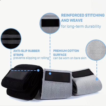 3-Pack Fabric Resistance Bands – Non-Slip, 3 Levels